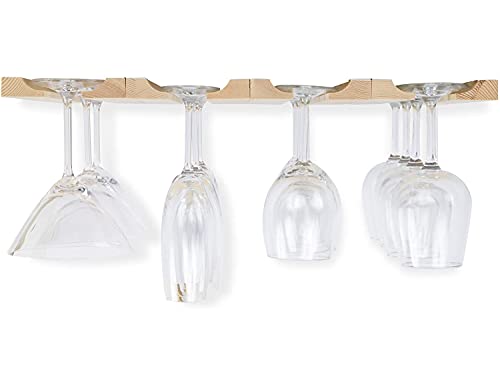 Rustic State 0036 Vigo 4 Sectional Adjustable Under Cabinet Mount Wood Stemware Rack Hanging Shelf Glassware Holder Bar Organizer thumb #1