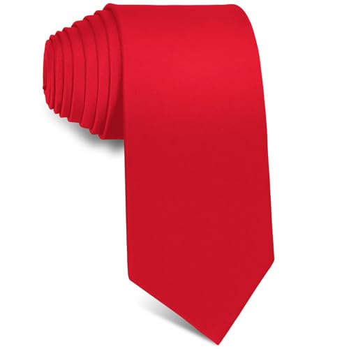 BFGLLY 3.15 Men Ties Solid Color Tie Satin Neck Tie Pure Color for Men Wedding Classic Formal Business Necktie - Red