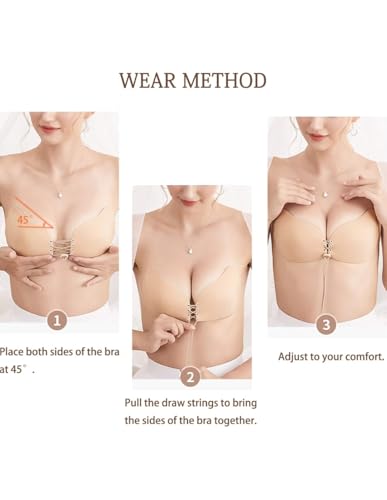 AKHIRAH Sticky Strapless Adhesive Bra Bra Reusable Self Adhesive Backless Bra Invisible Sticky Push up Silicone Bra for Women. (Skin) - Image 3