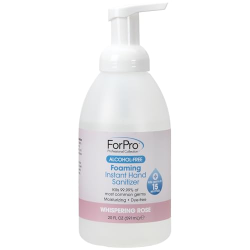 Image of ForPro Alcohol-Free Foaming Instant Hand Sanitizer, 20 Fl Oz (Pack of 6) - Moisturizing, Dye-Free Formula, Whispering Rose Scent