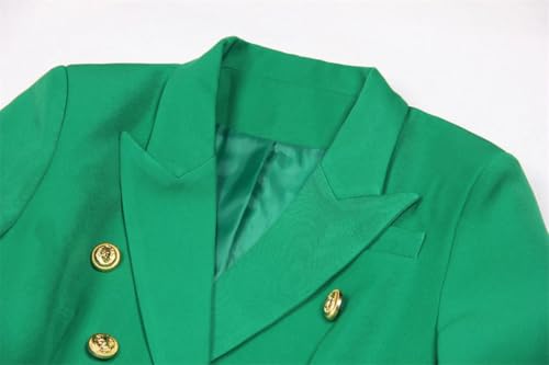 Women's Classic Solid Double Breasted Blazer Gold Button Long Sleeve Slim Fit Commuter Office Suit Coat3