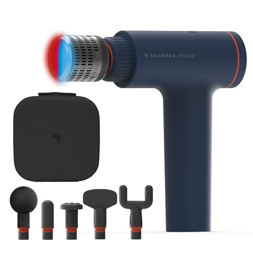 Sharper Image Deep Tissue Percussion Massage Gun, Powerboost Versa Hot & Cold Rechargeable Handheld
