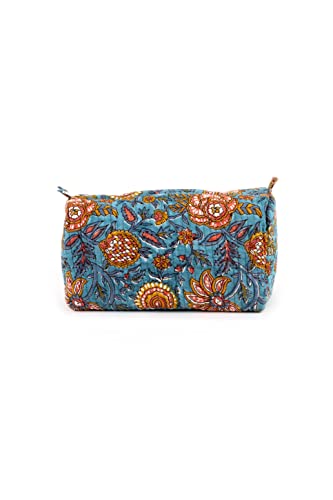 Image of Block N Style's Travel Toiletry Dopp Kit Bag | Women Floral Print Cosmetics Organizer Pouch with Spacious Inner Compartments | Multicolor