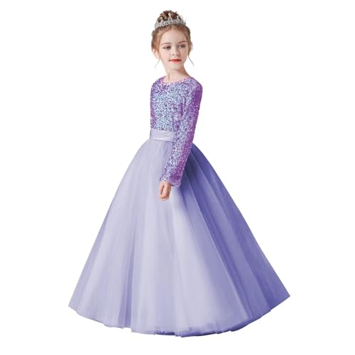 dideyttawl Flower Girls Dress Pageant Dress Junior Bridesmaids Dress Ball Gown for Girls Tulle Sequin Girls Formal Dress