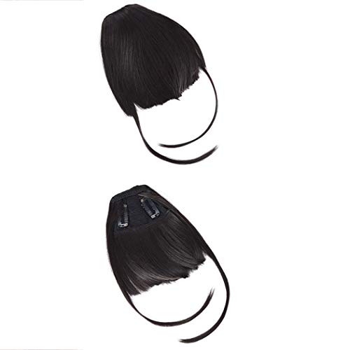 Gemily Clip in Bangs Hair Front 1PC Synthetic Fringe Hairpieces Hair Extensions for Women and Girls (Black)