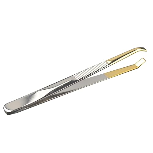 FOMIYES Portable Stainless Steel Eyebrow Tweezers with Curved Elbow Design for Eyelash Extensions Compact Eyebrow Clip for Easy Hair Removal and Precision Grooming