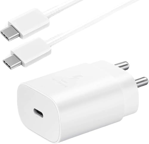 Image of Original C to C Fast 25W Charger Compatible with Samsung S Series | Super Fast Charger Adapter for S24 / S23 / S23 fe / S22 / S21 / S21 fe / S20 (with Cable)*White GFR563