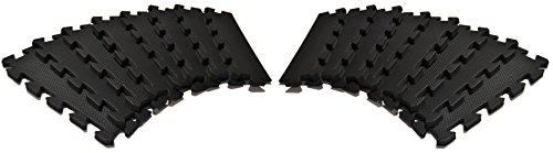 Wonder Mat Set of 16 Black Beveled Side for Interlocking Waterproof (Black, Side)