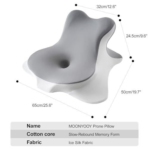 Image of MOONYOOY Ergonomic Reading Pillow for Bed, Premium Memory Foam Wedge Pillow for Prone, Leaning & Back Support, Cooling Ice Silk Cover for Couch & Headboard Relaxation - Grey