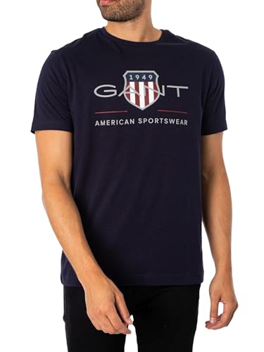 GANT Reg Archive Shield SS T-Shirt Camiseta, Evening Blue, 3XL para Hombre