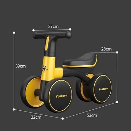 Image of Baby Balance Ride-On Bike Toddler Push Walker with Music, LED Lights, Non-Pedal 4-Wheel Baby Bike for 1-3 Year Old Boys & Girls Safe Sturdy Design, Indoor & Outdoor Use (KB-167 : Yellow)