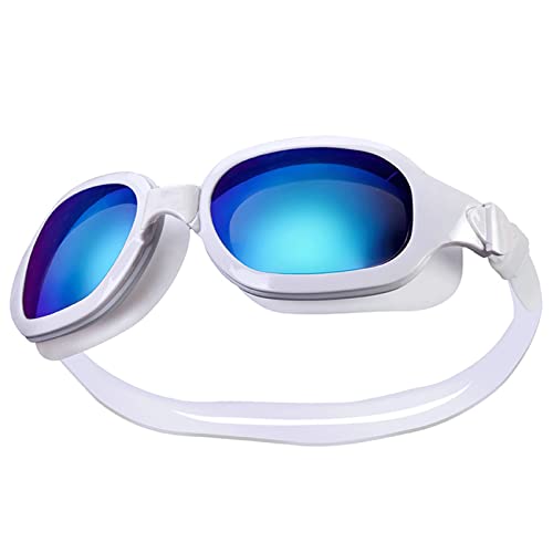 FRAHS Gafas de natación, gafas de natación con galvanoplastia HD antivaho, protección de visión amplia con sello de silicona, muy adecuadas para los entusiastas de la natación (color: blanco)