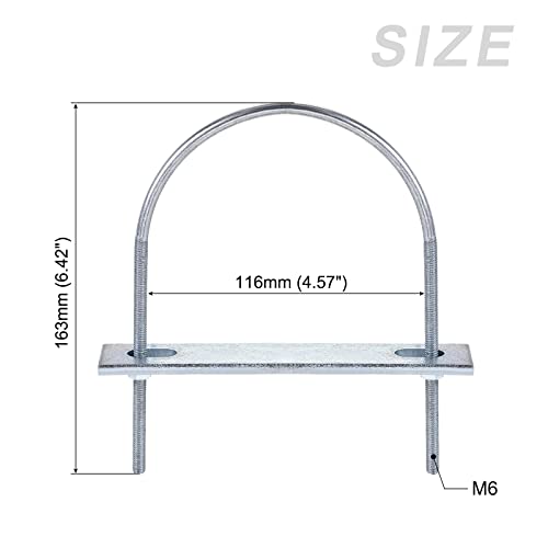 Image of METALLIXITY U Bolts 2 Sets (M6x116x163mm), Round U Bolt Steel with Accessories - for Construction, Pipe