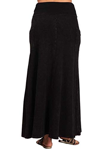 HEYHUN Womens Casual Tie Dye Solid Boho Hippie Long Maxi Skirt w Lace Detail S-3XL3