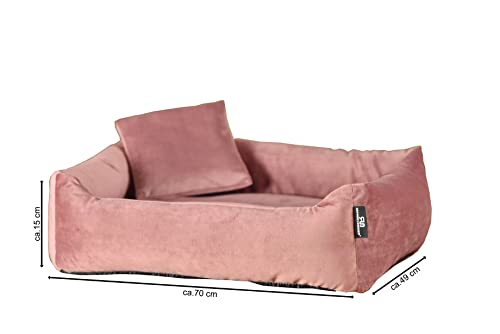 Hundebett Kuschelsofa Hund Weich + Hundekotbeutelset (M, Rosé)