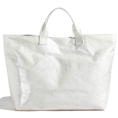 Image of Large Tote Bags for Women PVC Clear Totes Bag Plastic Carry All Bag Kraft Paper Shoulder Handbag Hobo for Work Travel