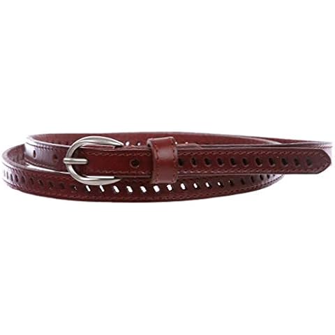 Tan Skinny Perforated Edge Leather Belt Cover
