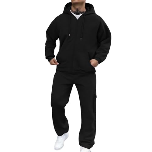 Tuta Da Ginnastica Uomo Comodo Larghi Felpe Con Cappuccio E Pantaloni Fitness Tinta Unita Jogging Completi Sportivi Leggera Con Tasche Abbigliamento Sportiva Palestra Manica Lunga Tuta 2 Pezzi