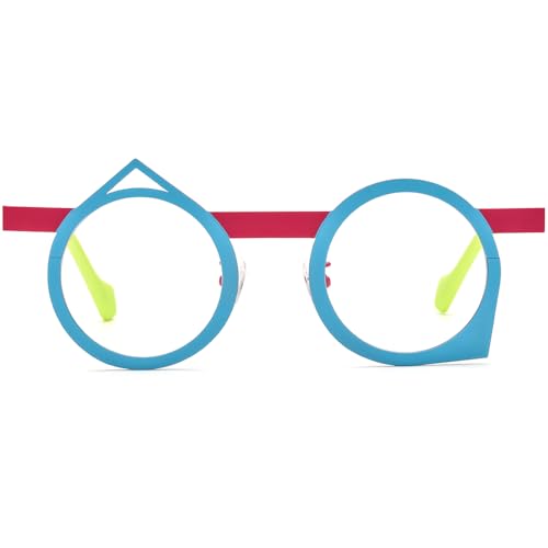 Image of FONEX Colorful Pure Titanium Glasses Frame Women Retro Round Eyeglasses