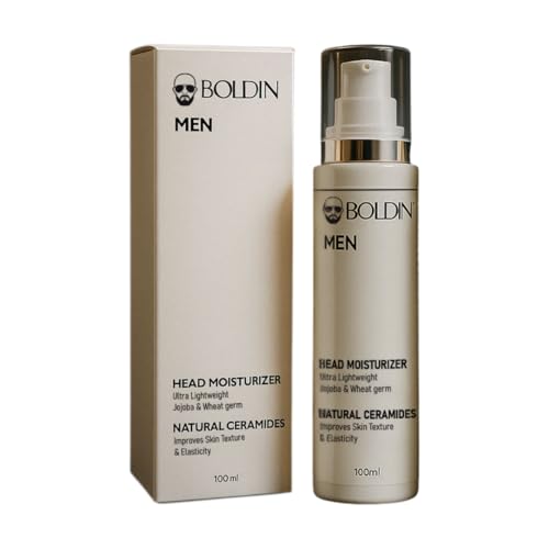 Image of BOLDIN Head Moisturizer: Lightweight Moisturizer for Bald & Shaved Heads | Natural Ceramides & Essential Oils for Scalp, Face & Neck | Restores Skin Barrier - 100ml (pack of 1)