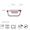 R.repad yay Square 2cup Glass Food Storage Containers with Airtight Lids, 16oz Glass Meal Prep Containers, Square Food Bowl For Lunch, Fruit, Snack, Dishwasher Microwave Freezer Safe (Pink+Green)