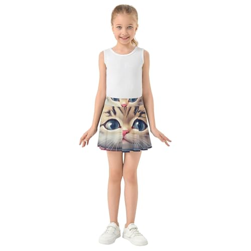 Athletic Shorts for Girls Skorts Cute Cartoon Cat Snow Scarf Tennis Skirts Toddler Uniform Little Girl 3t3