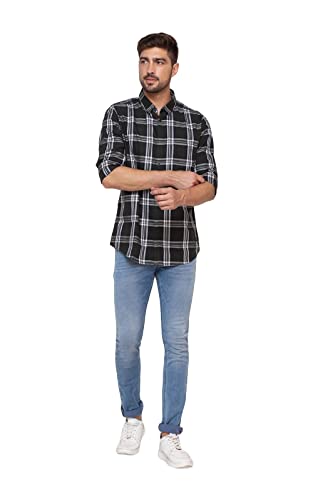 Image of Spykar Men's Slim Fit N /A Full Sleeve Striped Casual Shirts