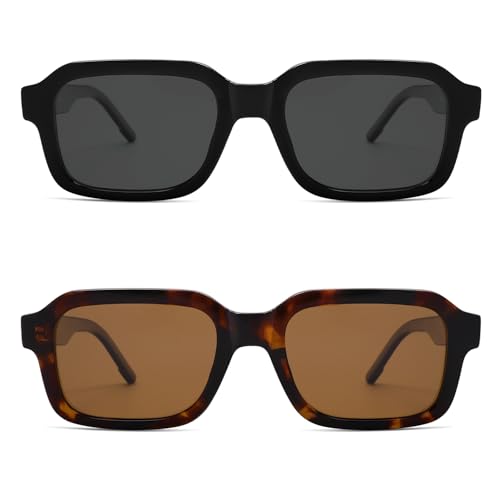 Polarized Trendy Retro Rectangle Sunglasses Womens Mens 90s Classic Vintage Sun Glasses AR823753