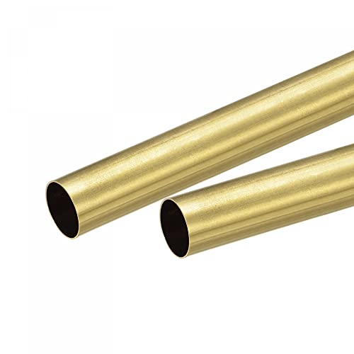 sourcing map Tubo redondo de latón de 17 mm OD 0,5 mm de grosor de pared de 200 mm de longitud, 2 unidades