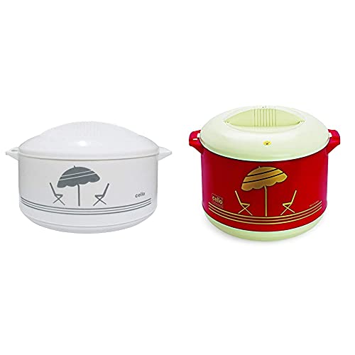 Image of Cello Chef Hot Pot, 3500 ML, Multicolour & Cello Plastic Solid Insulated Food Server Casserole - 2.5L, Red