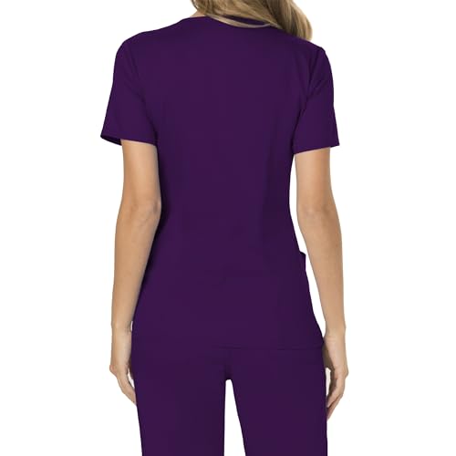 image for Cherokee Scrubs Top for Women Mock Wrap with 3 Pockets, Soft, 2-Way St