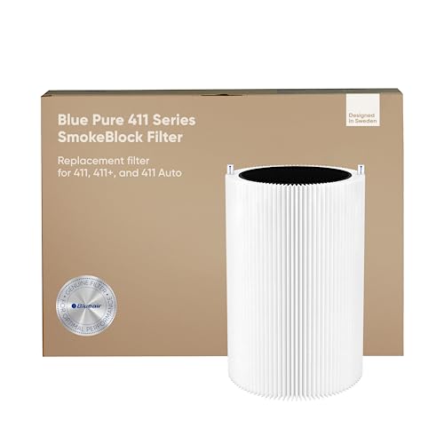 Image of BLUEAIR Blue Pure 411 Series SmokeBlock Genuine Replacement Filter, Extra Carbon Captures 99.99% of Wildfire Smoke, fits Blue Pure 411 Auto, 411 and 411+ Air Purifiers, White