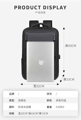 Multi-functional computer bag, expandable, solid color, simple business, new men's commuting water-resistant backpack (black)2