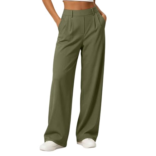 Womens Straight Wide Leg Dress Pants High Waisted Business Casual Trousers - image 1