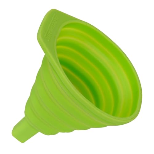 Fackelmann Embudo Plegable Silicona 8,5x3,5-10cm, embudo flexible (color: verde), cantidad: 1