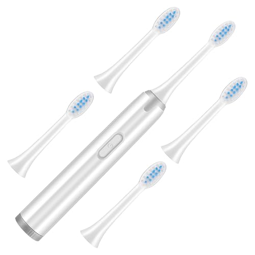 UTHCLO Cepillo de Dientes Eléctrico Inalámbrico para Adultos Resistente al Agua con Cerdas Suaves y 5 Cabezales Portátil y Vibración Acústica Limpiador Dental Eficaz para Higiene