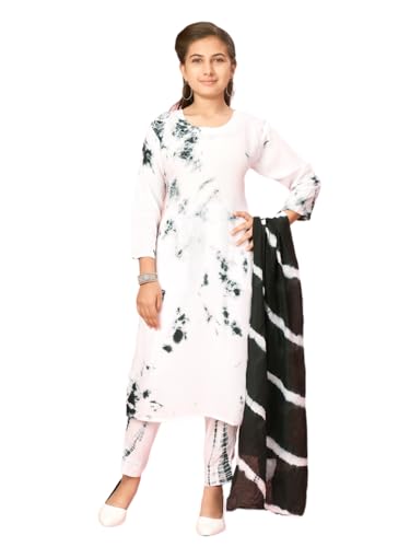 Aarika Girls White Colour Cotton Tie & Die Print Kurti (Kurti-K-Tr-05-White-36)
