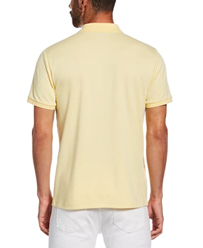 Original Penguin Men's Birdseye Jacquard Short Sleeve Polo Shirt, Pale Banana, Small #TOP1