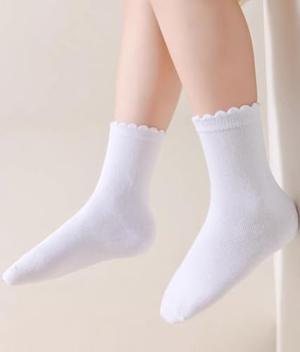 Ruffle Socks for Girls, 4/6 Pack Girls White Uniform School Socks, Frilly Dress Socks for 4-6 6-8 8-10 10-12 Years Old2