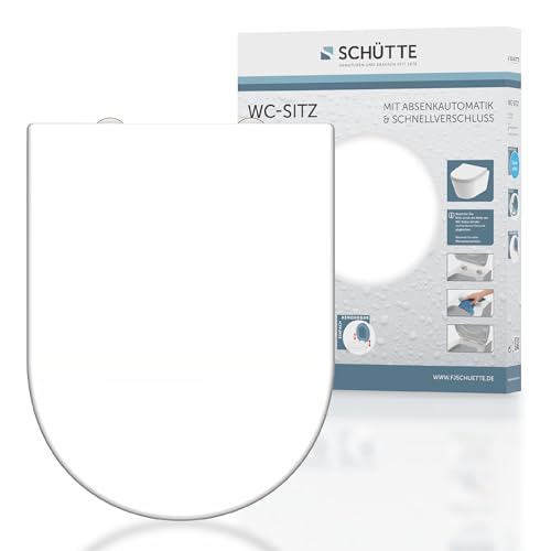 SCHÜTTE WC Sitz Duroplast D Form, Toilettensitz mit Absenkautomatik und...