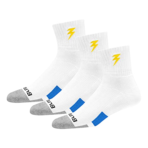 BLITZSOX TENNIS PRO Hi-Tech Performance Max Cushion Moisture Wicking White Tennis Socks for Men & Women, Pack of 3