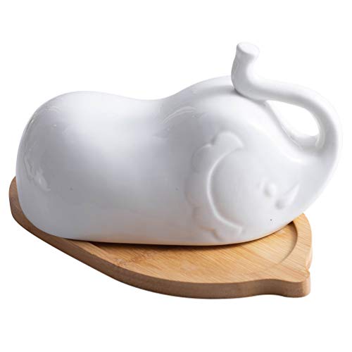 Elephant Large Butter Dish Butter Dish Ceramic Butter Holder Animal Butter Tray With Lids Elephant Butter Keeper Container Margarine Holder Cheese Board Ceramic Food Dinner Plates Plate Fruite Plate #TOP7