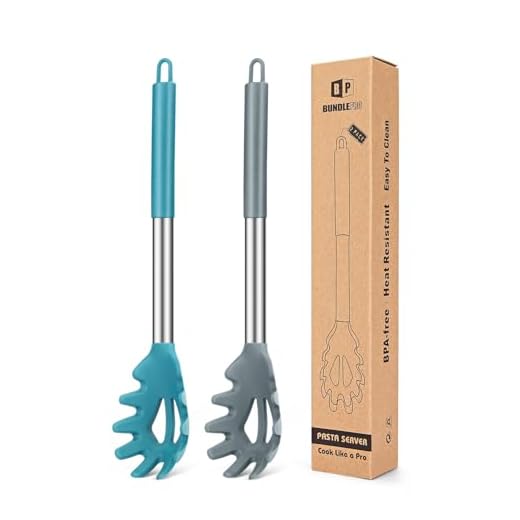 Juego de 2 Tenedores Grandes de Pasta de Silicona, Cuchara para Fideos, Servidor de Espaguetis , Multifuncional Utensilios de Cocina