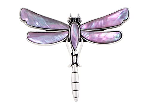 Image of Alilang Dragonfly Brooch Retro Silver Tone Abalone Shell Versatile Brooch Pin Accessories