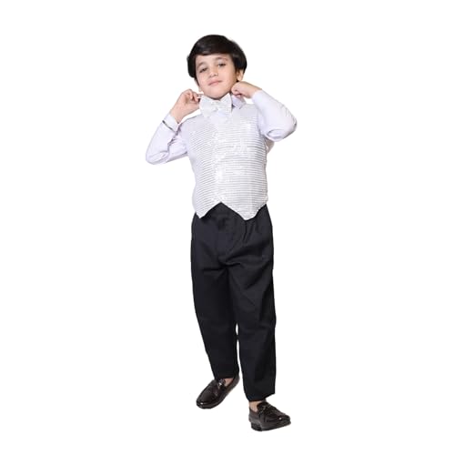 Image of Kaku Fancy Dresses Plain Waistcoat for Kids /Plain Jacket for Kids | Sequin Work Shinning Waist Coat For Annual Day Dance Competition (Only Jacket /Waistcoat - Shirt & Pant Not Included)