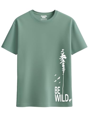 Image of Toodlegram - 100% Pure Cotton Plus Size T Shirt for Men- Regular Fit - Half Sleeve Roundneck Stylish Tshirt - Graphic Printed Be Wild (Size - 2XL to 10XL)
