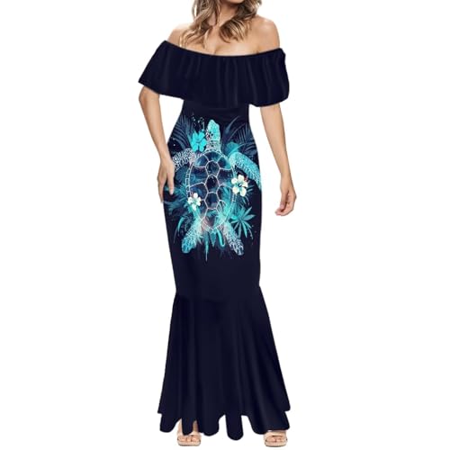 Image of Polynesian for Women S-7XL Off Shoulder Maxi Dress Hawaiian Summer Dresses