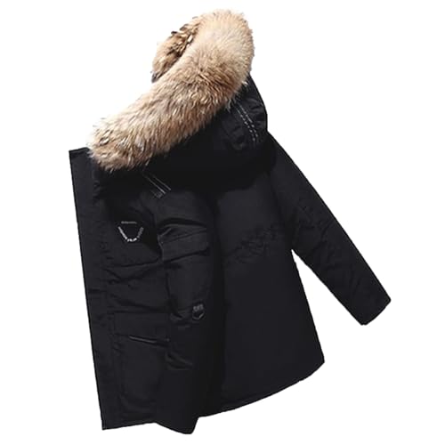 Men's Down Jacket Big Goose Autumn And Winter Thickened Coat Canada Style Warm Snow Coat (Color : Noir, Size : XXL)
