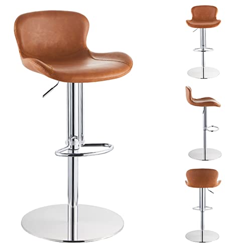 Bar Stool Bar Stool Swivel Stools Stainless Steel Bar Stool Swivel Chair, Home Dining Kitchen Island Barstool, Crazy Horse Leather Back and Big Base, Adjustable 75-100 cmr:Brown Every