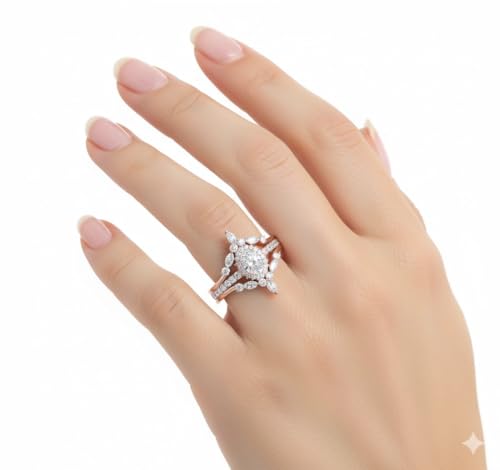 Image of 55Carat Choose Your Gemstone Oval Halo Antique Engagement Ring Rose Gold Plated Oval Shape Vintage Engagement Rings Everyday Jewelry Wedding Jewelry Handmade Gifts for Wife US Size 4 to 12